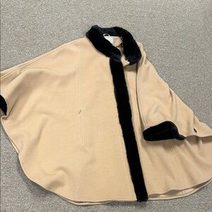 Talbots cape with fur trim